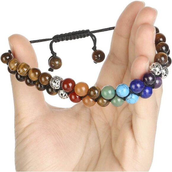 Yellow Tiger Eye Crystals Yoga Stone Bead Chakra Relax Bracelet for Womens Mens - Picture 3 of 7